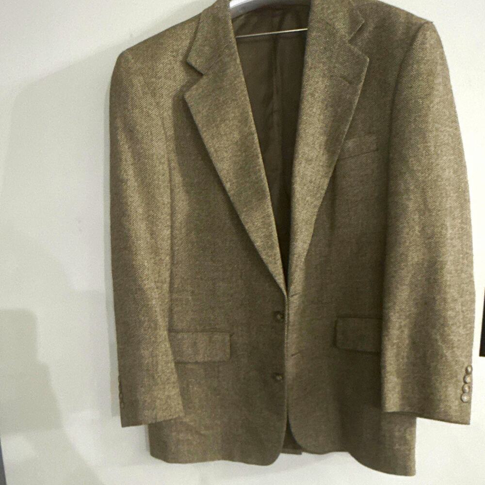 Jos. A. Bank Men’s Brown Herringbone Sport Coat 42R 2 Button Wool Silk Linen